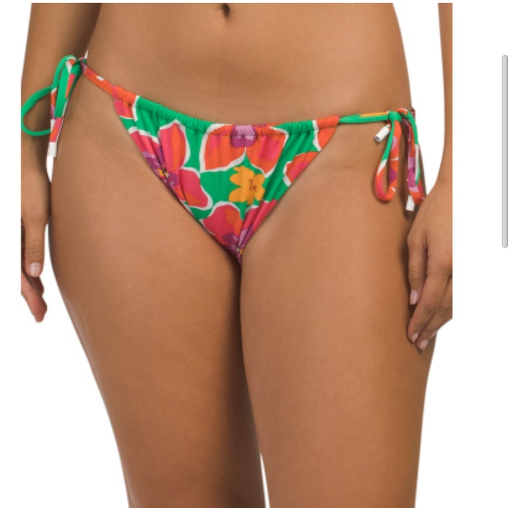 Sanctuary Pink Orange Bikini Bottom Neon Hibiscus Large XL NEW W/Tags SwimSuit